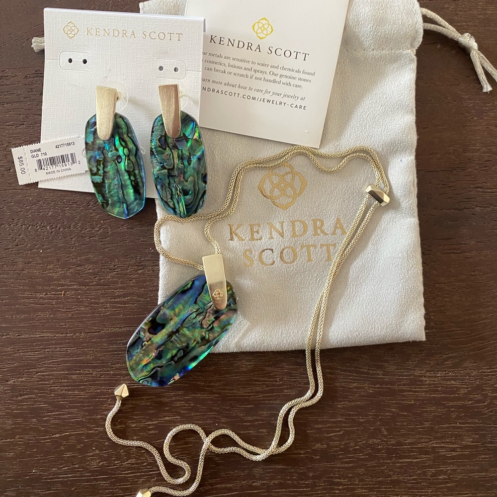 Kendra Scott matching Abalone necklace & earrings